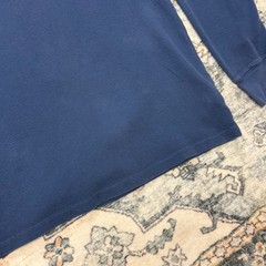 Tommy Hilfiger Vintage Style Blue Waffle Knit Long Sleeve Shirt with Brown Spell