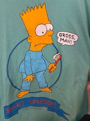 VTG Bart Simpson T Shirt 1990 Original L RARE Light Blue Single Stitch GROSS MAN