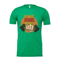 Eat Sleep Train Repeat Unisex Fitness Graphic T Shirt For Gym And Workout Cotton