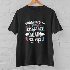 Promoted To Grammy Again 2026 T Shirt Grandma Pregnancy Announcement Gift