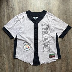 Vintage 1992 Heather Grey NFL Pittsburgh Steelers Button Up Jersey