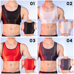Lingerie Half Tank Top Glossy Vest Workout Sports Bras Sleeveless Undershirt