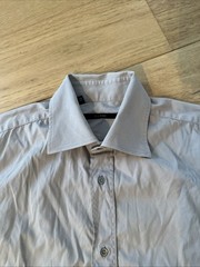 Gucci Luxury Short Sleeve Button Up Shirt Men’s 15 3/4 (40) Gray Made in Italy