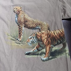 Vintage Big Cats T Shirt Lion Tiger Cheetah Puma Men’s Sz Xl Made USA Double Sde