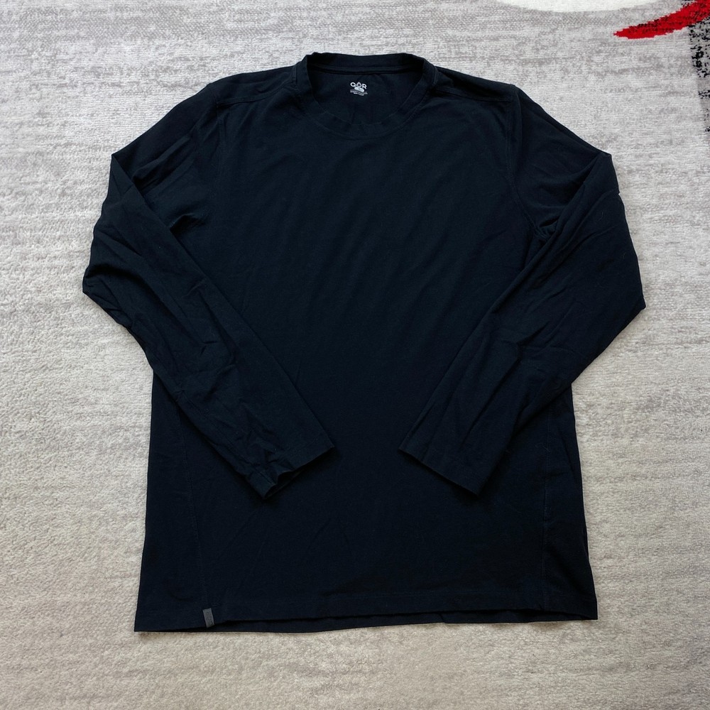 Qor Cashmere Shirt Large Black Outdoor Hike Trail Trekker Base Layer Performance