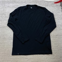 Qor Cashmere Shirt Large Black Outdoor Hike Trail Trekker Base Layer Performance