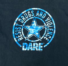 Vintage DARE Black Shirt Blue Digital Camo Measures Small Drug Awareness Ed