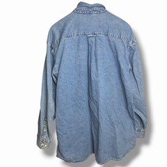 Vintage 1990s Warner Bros Studios Marvin The Martian Denim Button Shirt Size XL