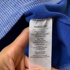 Vince Shirt Mens XL Extra Large Blue Cotton Blend Thermal Long Sleeve Crew Neck
