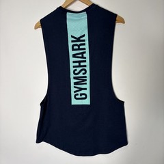 Gymshark Bold Drop Arm Tank Navy Blue Slim-Fit Sleeveless Workout Men Small