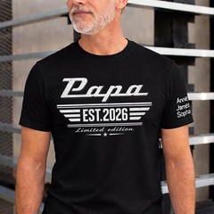 Personalized Papa EST Shirt with Kids Names Fathers Day Gift T-Shirt