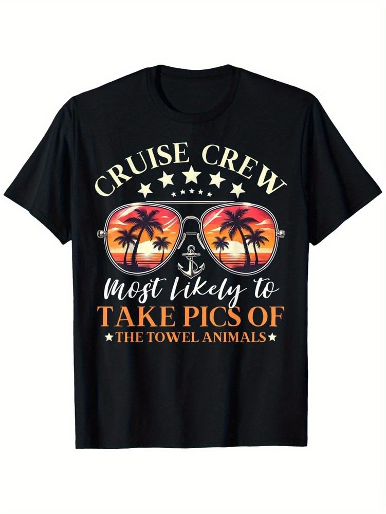 Cruise Crew Most Likely to Take Pics Of The Towel Animals T-Shirt, Unisex Cott