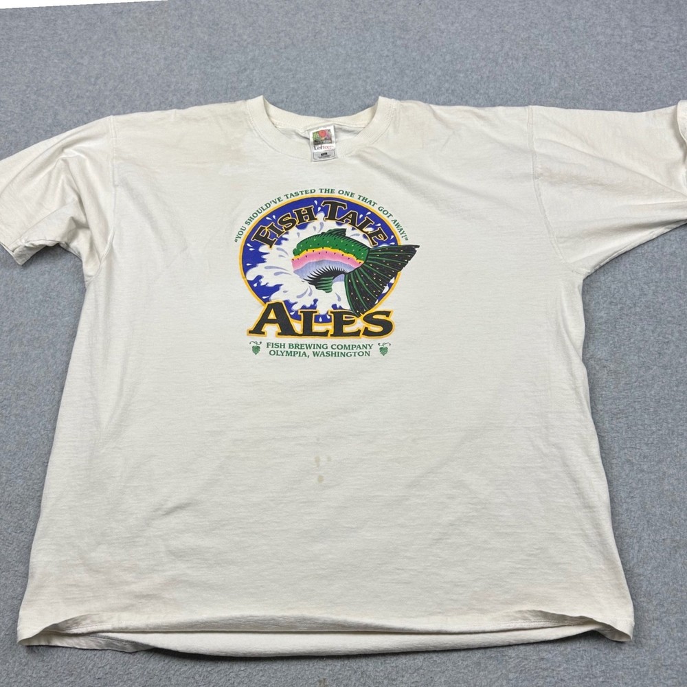 Fruit of the Loom Fish Tale Ales Olympia Washington Beer T-Shirt Cream XXL
