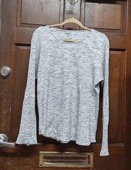 CARBON Men’s Long Sleeve Waffle Knit Shirt Top Marled White Black Gray Size L