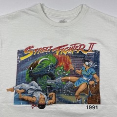 Street Fighter II Graphic T-Shirt White Retro Gaming 1991 Men’s M Double Sided