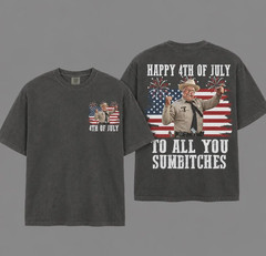 Happy 4th of July Patriotic Sheriff T-Shirt American Flag Fireworks Tee