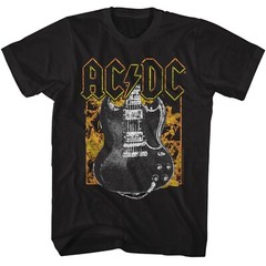 AC/DC cd lgo Angus Young FIRE GUITAR Official SHIRT XL New stiff lip salute