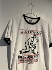 Madness Shirt Large White Ringer 2tone Tour Ska Rock Pop Band Concert Gig