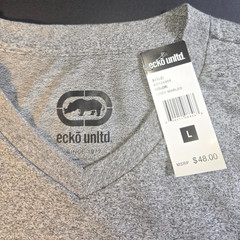 Ecko Unltd Men’s V-Neck Grey Marled Logo T-Shirt Sizes S, M, L, XL NWT