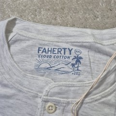 Faherty Cloud Cotton Henley Shirt Mens 2XL Beige Stretch Preppy Minimalist New