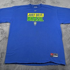 Vintage Nike Team Just Do It Brazil Football T-Shirt Mens XL CBF Spellout Logo