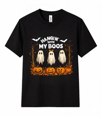 Retro Halloween Ghosts T Shirt Vintage Hangin With My Boos Funny Cute Spooky Tee