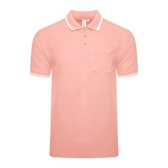 Men’s Polo Short Sleeve Pique Plain Single Tipping Chest Pocket Casual Tee Top