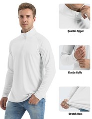 UPF50+ Long Sleeve 1/4 Zip Men’s T-Shirts Sun Block UV Shirts Quick Drying Tops