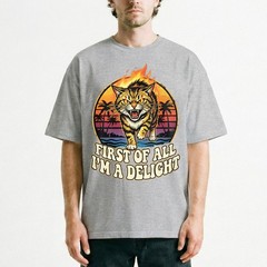 Angry Tiger Fire Eyes Tropical Beach Tee Retro Sunset Palm Trees T-Shirt
