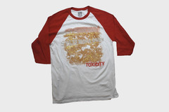 System Of A Down Toxicity Mens White And Red Raglan Shirt New Medium