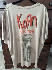 Korn T-Shirt 1995 Tour Graphic Print Size Medium Tan