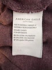 American Eagle Super Soft Women’s Crewneck Short Sleeve Maroon Graphic Spelliut