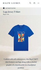 Polo Ralph Lauren Big & Tall Men’s Blue Graphic Sz 2XB POLO Logo Crew-Neck Shirt