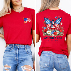 250th Anniversary Patriotic Bee USA Flag 4th of July Outfits 2SIDE T-Shirt
