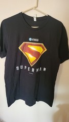 Canvas Sz L t Shirt Superman dc Studios black s Sleeve flo on back comic con 31