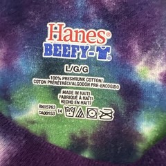 Tie Dye Peace Sign Hanes BEEFY-T Large Hippie Unisex