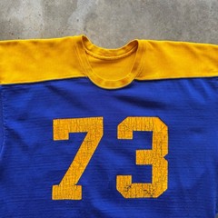 Vintage 60s Durene Football Jersey Blue Yellow Short Sleeve Number 73 Mens XL