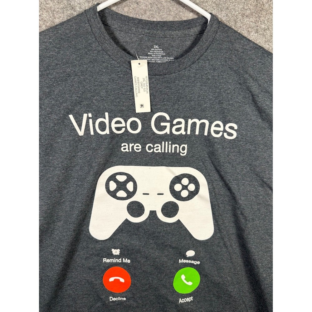 Video Games Are Calling T-Shirt Mens 2XL Gray Gamer Graphic Tee New