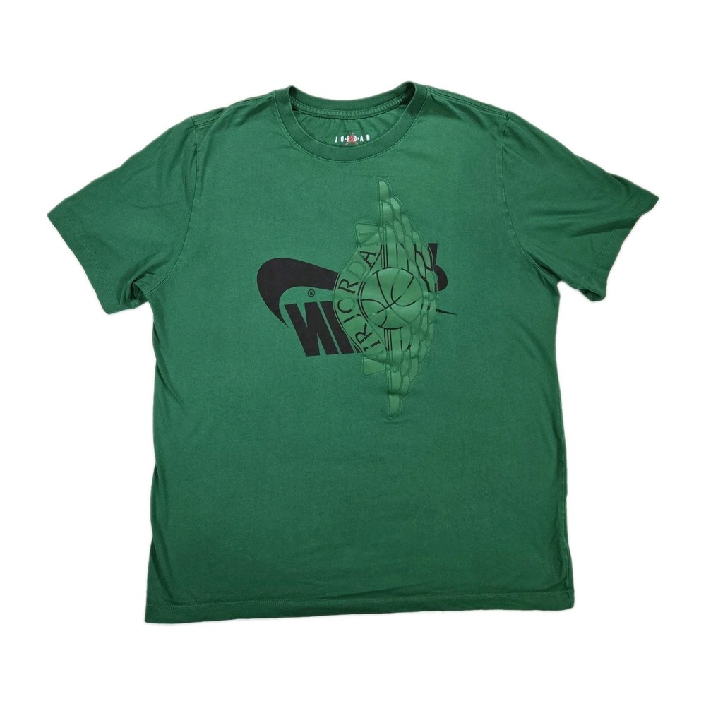 Mens Air Jordan T Shirt Large Green Jumpman Wings Logo Graphic Short Sleeve Nike