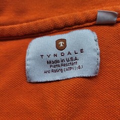 Tyndale Flame Resistant Shirt Mens 2XL Henley Orange HRC1 Long Sleeve Work