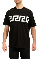 Versace Men’s Black Greeca Print Crewneck Short Sleeve T-Shirt US L IT 52