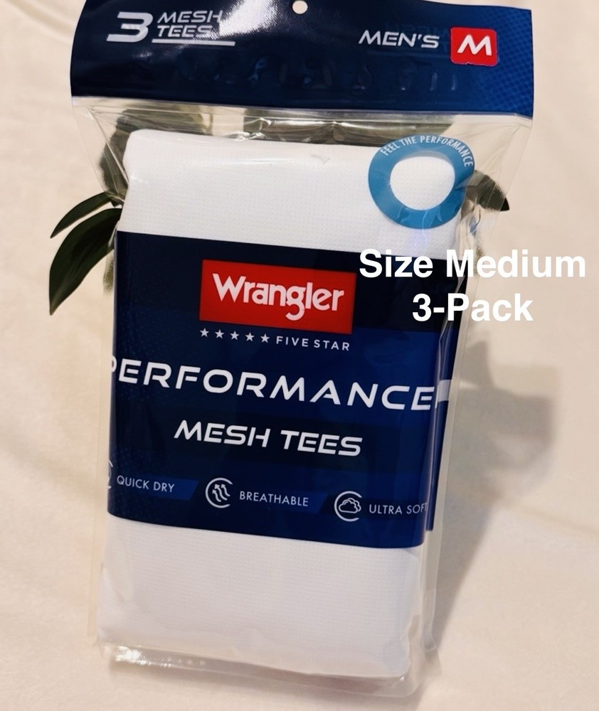 Wrangler Five Star Performance Mesh Crew T-Shirt, Stretch Fabric, Medium