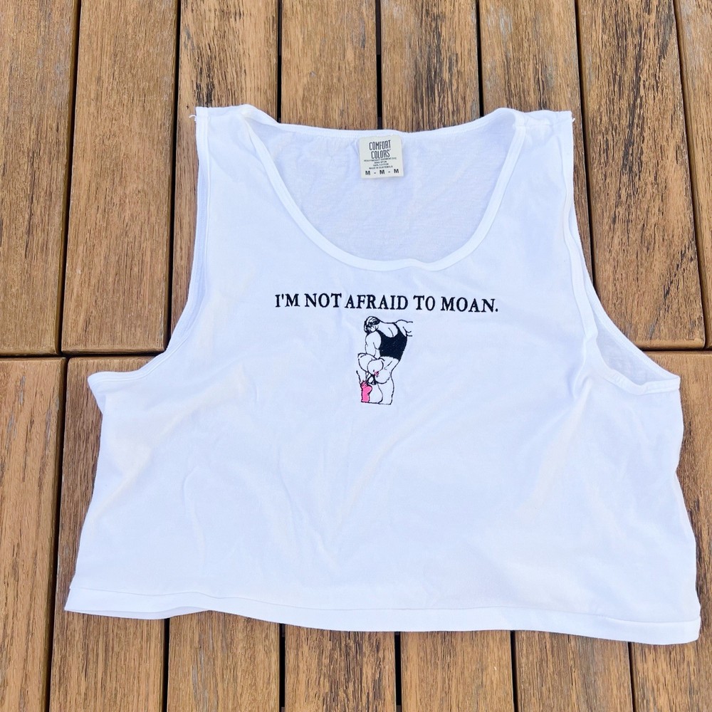 Tom Of Finland art BOTTOM custom embroidery mens white cotton Crop tank top