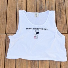 Tom Of Finland art BOTTOM custom embroidery mens white cotton Crop tank top