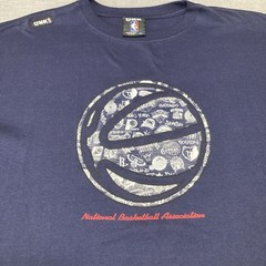 Vintage Y2K UNK NBA Team Logos Basketball Print Navy Blue T-Shirt Men’s XL