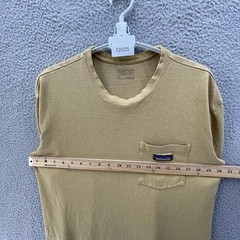 Patagonia T-Shirt Men Small Yellow Hemp Organic Cotton Chest Pocket Sustainable