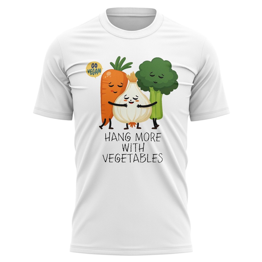Mens Funny Vegan T Shirt Hang More With Vegetables Tee Veganism Top for Him