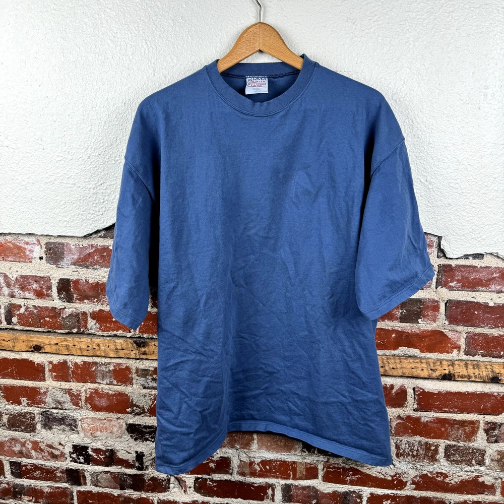 Vintage Pluma Shirt Sz XL Blue Heavyweight Cotton Short Sleeve Crewneck USA 90s