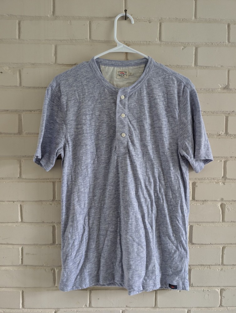 Faherty Small Lavender Purple Heather Henley Men’s Short Sleeve Top T-shirt