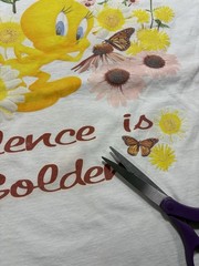 Vintage 90s Looney Tunes Tweety Bird T Shirt XL White Double Sided Flowers